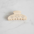 Rhinestone Star Hair Claw Clip - Cream