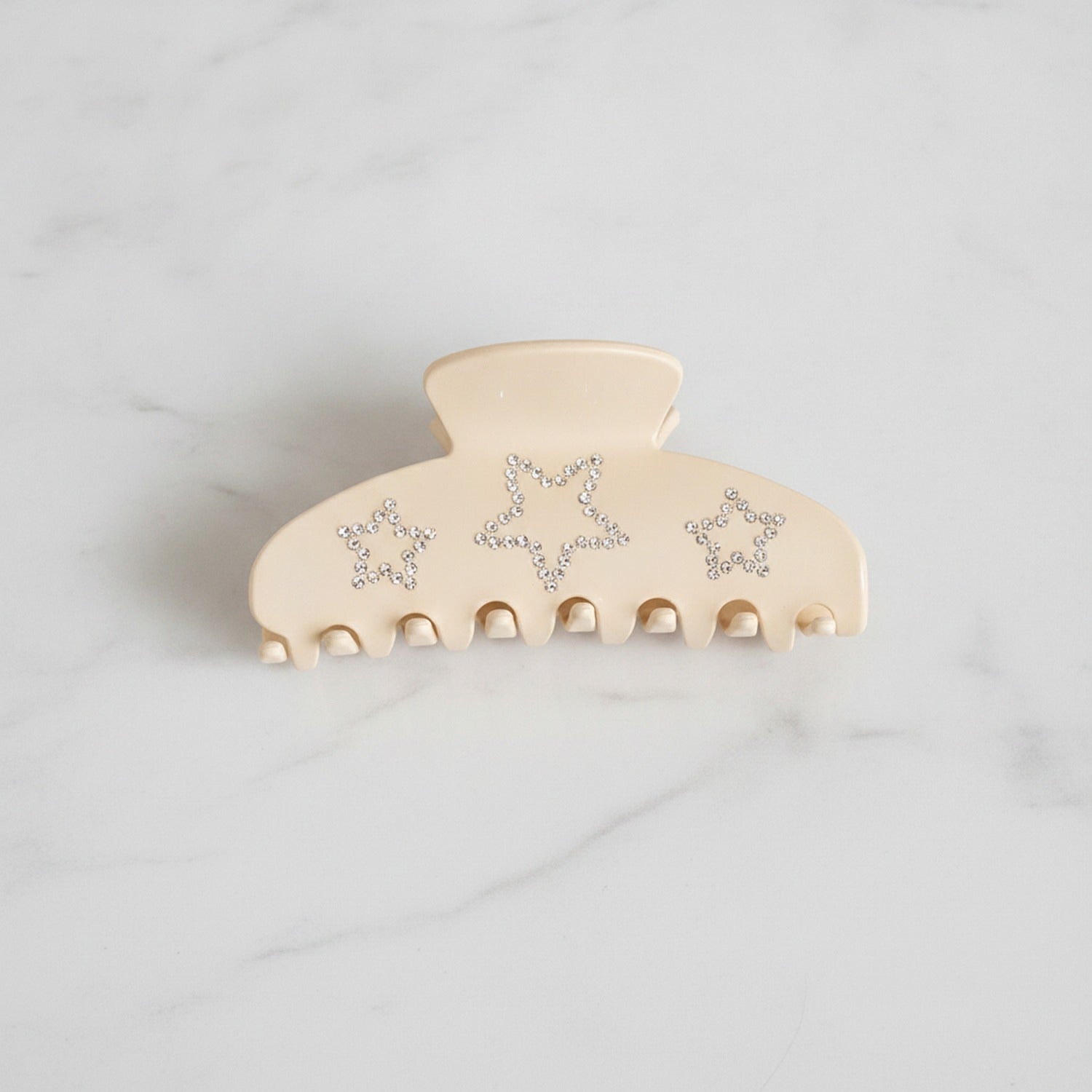 Rhinestone Star Hair Claw Clip - Cream