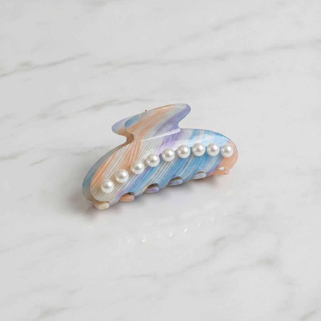 Pearl Hair Claw Clip - Pearl Rainbow Stripe – hair accessories (view 3)