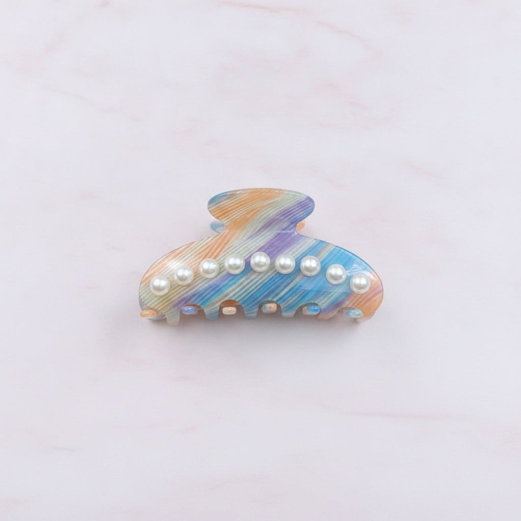 Pearl Hair Claw Clip - Pearl Rainbow Stripe