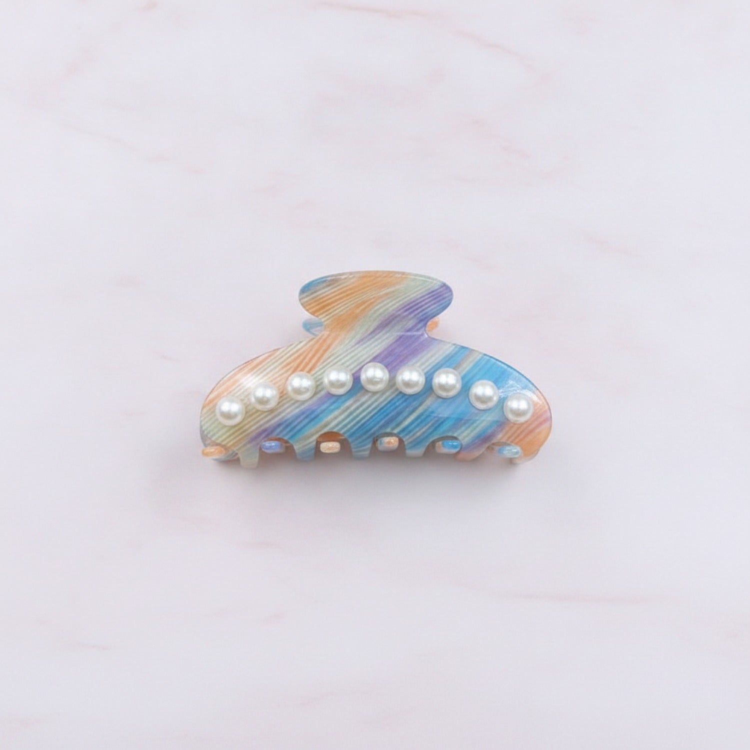 Pearl Hair Claw Clip - Pearl Rainbow Stripe