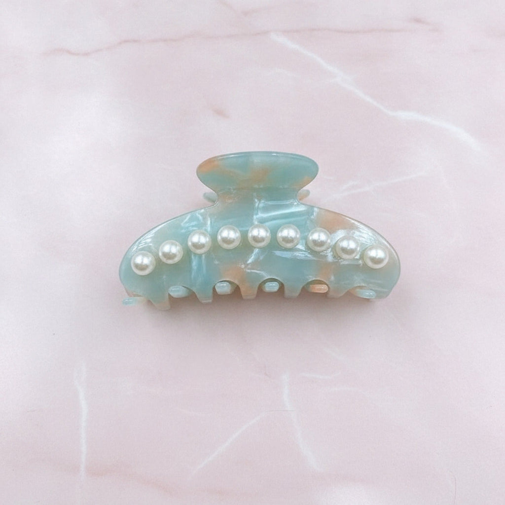 Pearl Hair Claw Clip - Turquoise Pearl Swirl