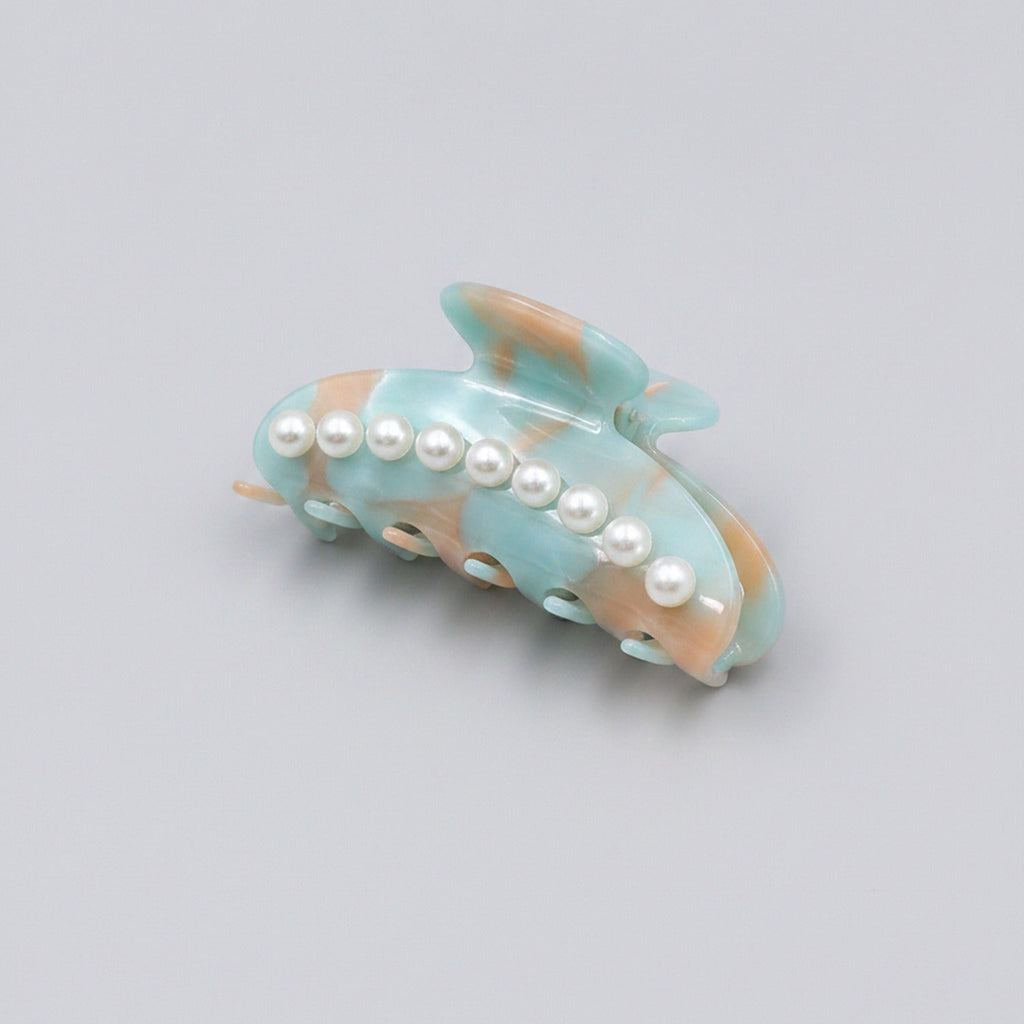 Pearl Hair Claw Clip - Turquoise Pearl Swirl
