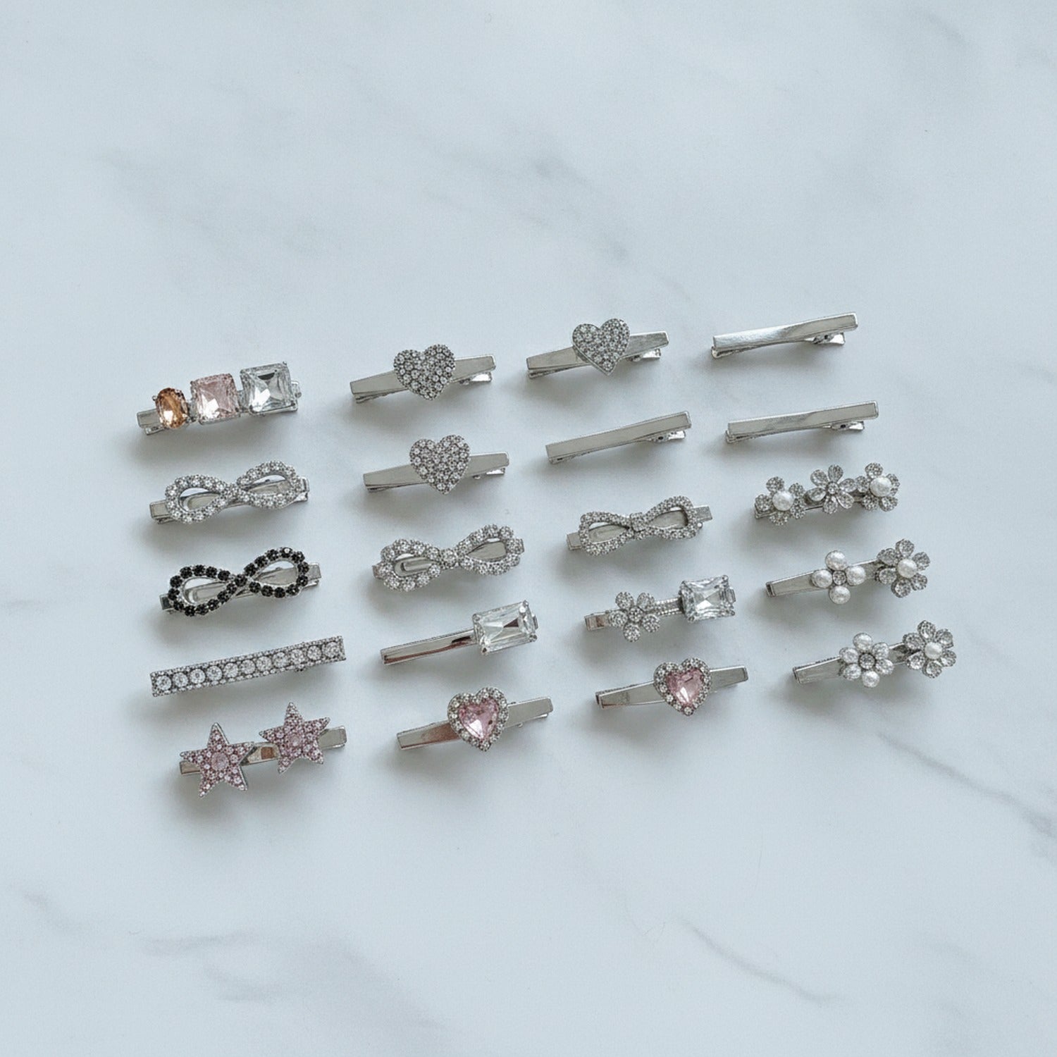 Gemstone Rhinestone Hair Clips Set
