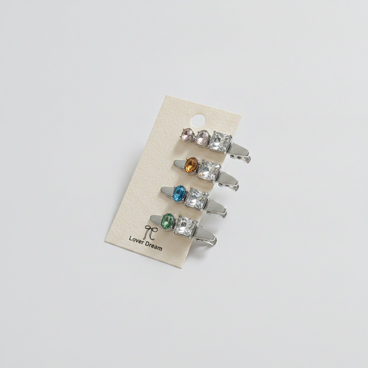 Gemstone Rhinestone Hair Clips Set