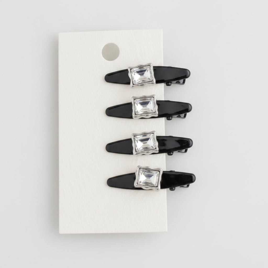 Square Crystal Black Hair Clip Set – hair accessories (view 1)