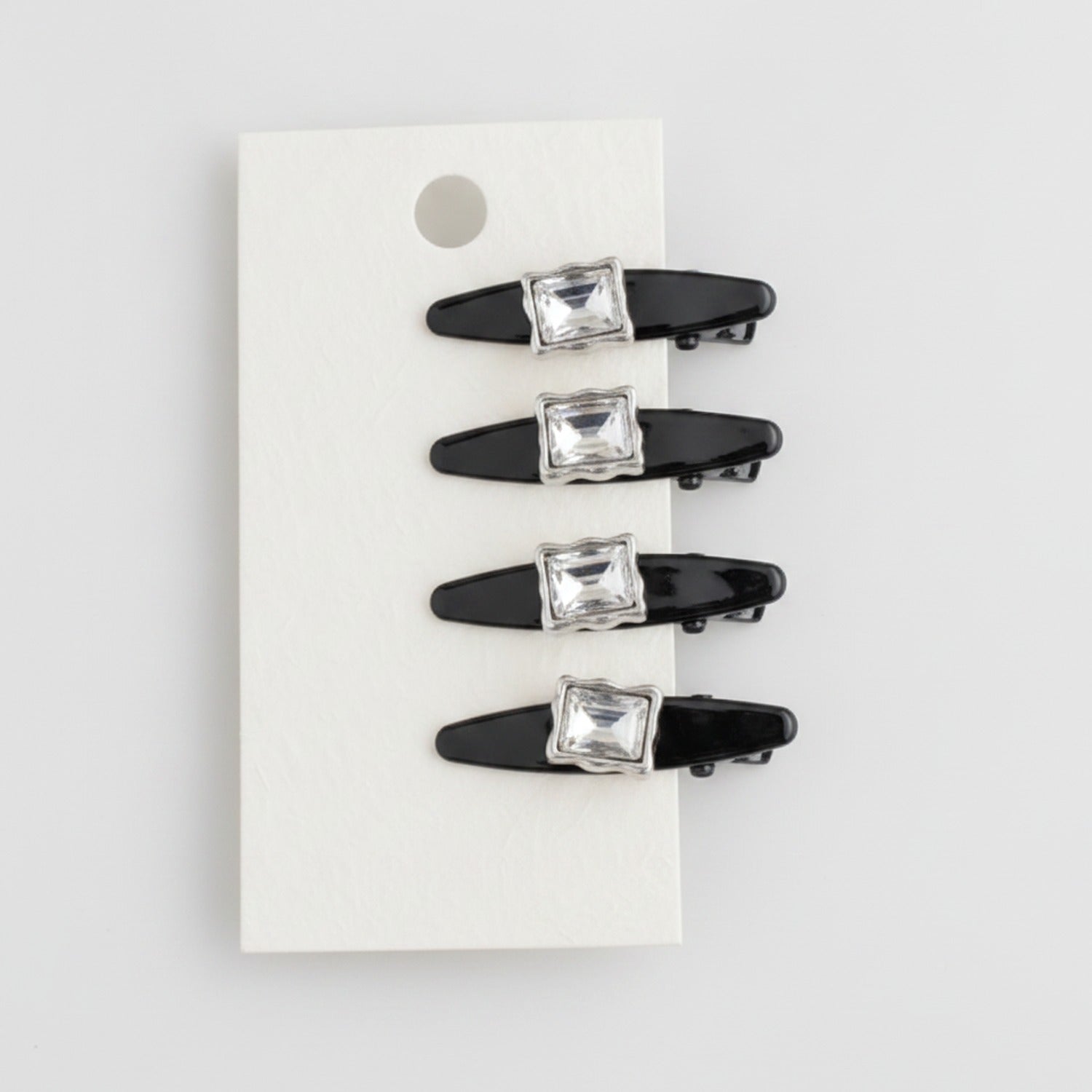 Square Crystal Black Hair Clip Set