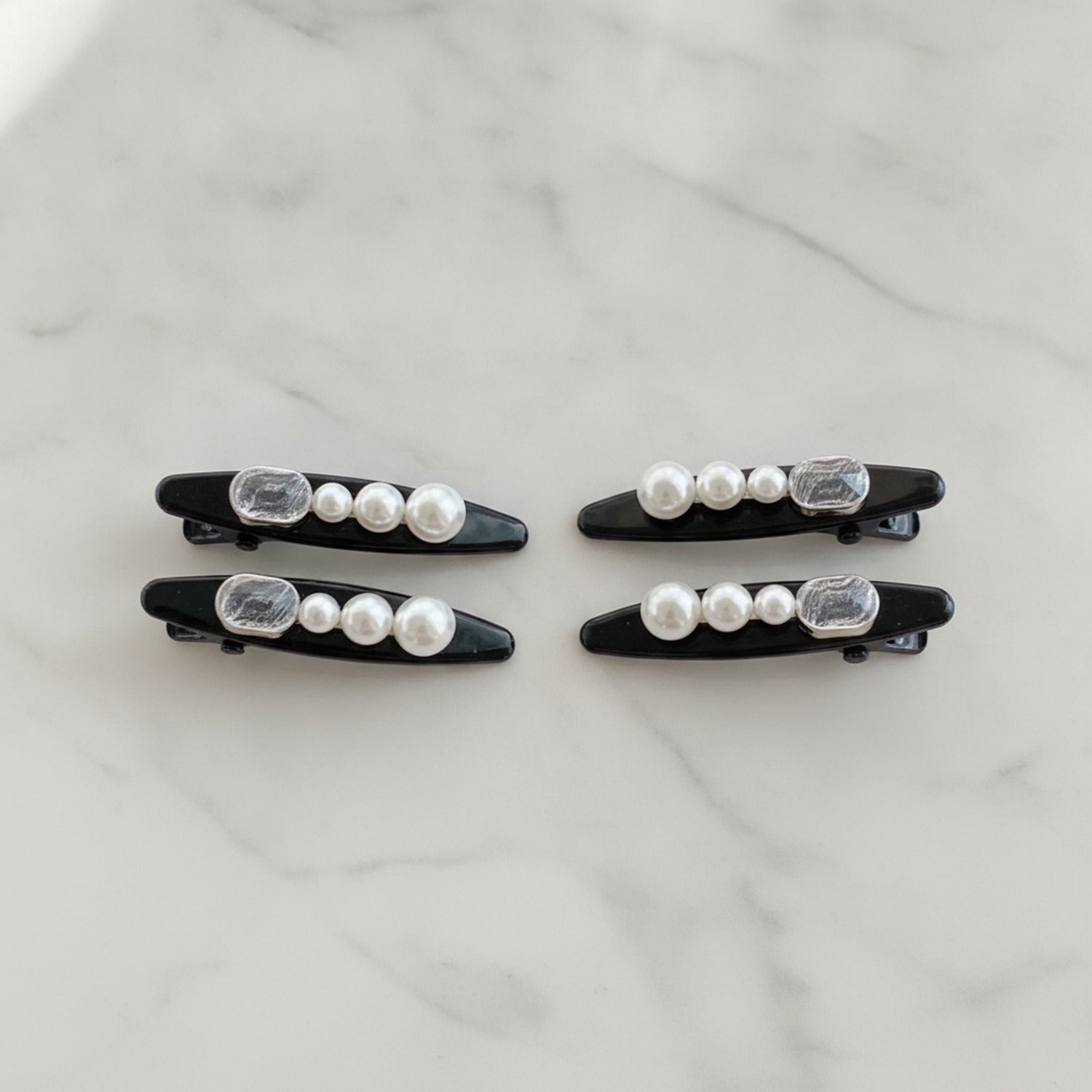 Pearl & Silver Hair Clip Set
