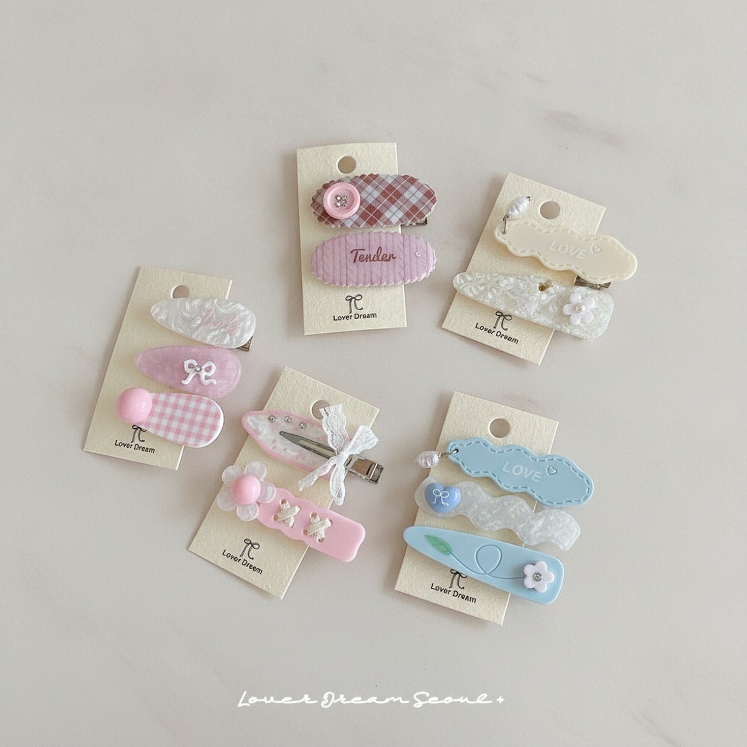 Gingham Button Clip Duo