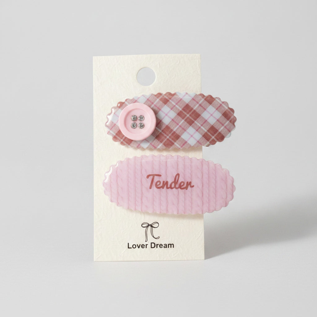Gingham Button Clip Duo – hair accessories (view 1)