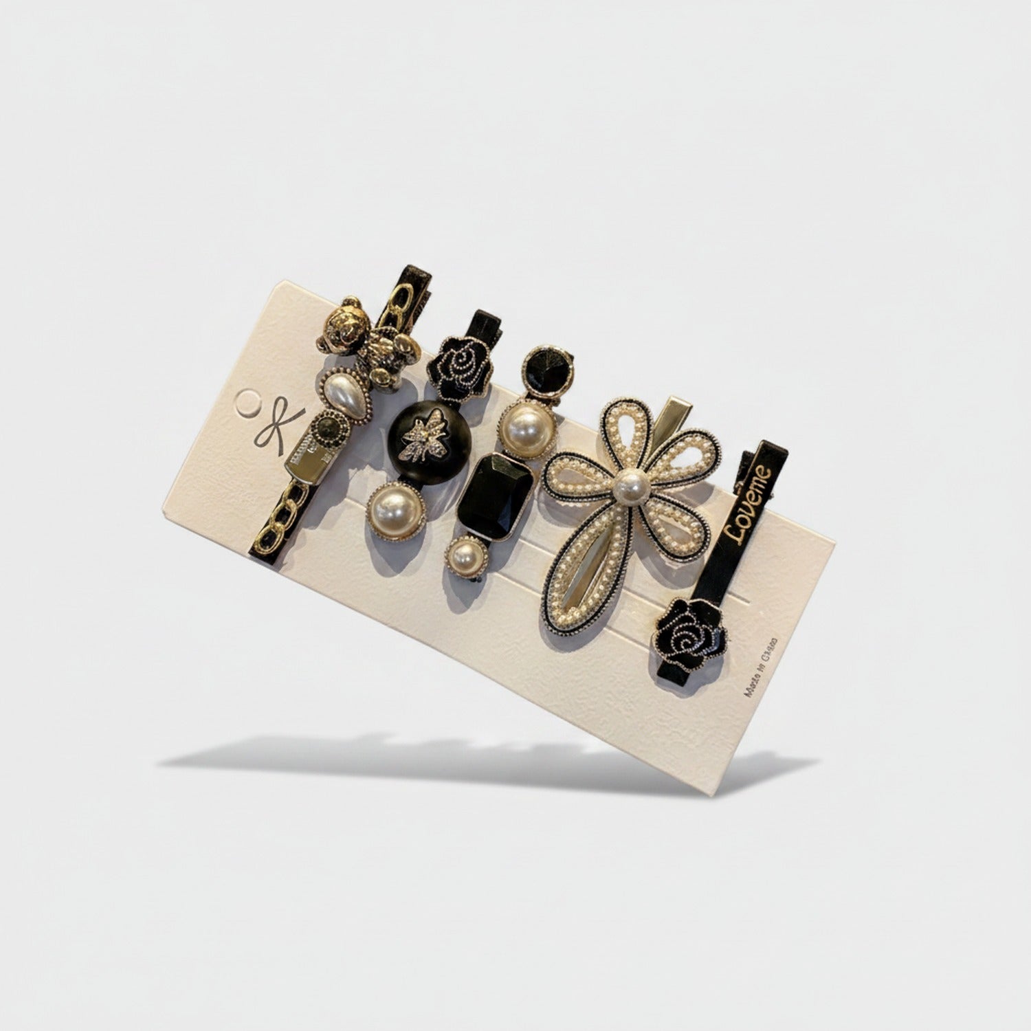 Pearl Flower & Rose Gold Hair Clip Set