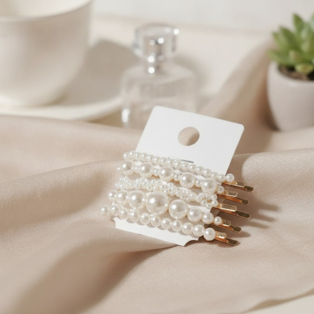Five-Piece Pearl Hair Clip Set – hair accessories (view 2)
