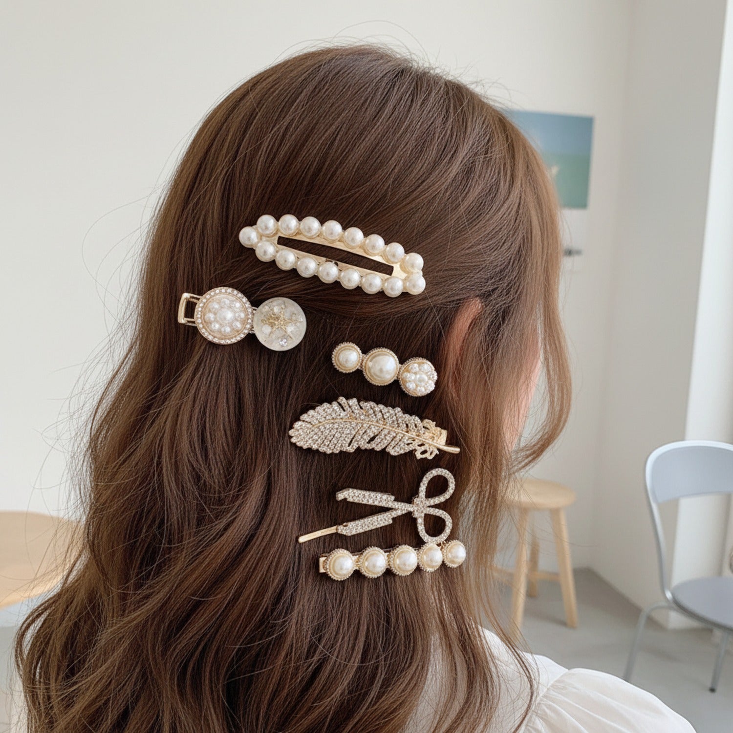 Pearl And Rhinestone Hair Clip Set