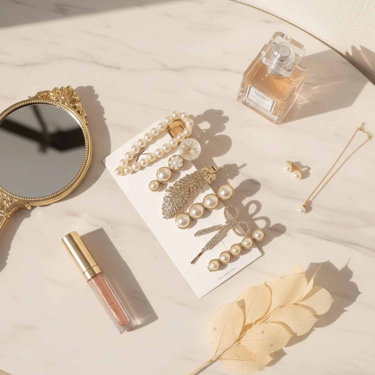 Pearl And Rhinestone Hair Clip Set – hair accessories (view 2)