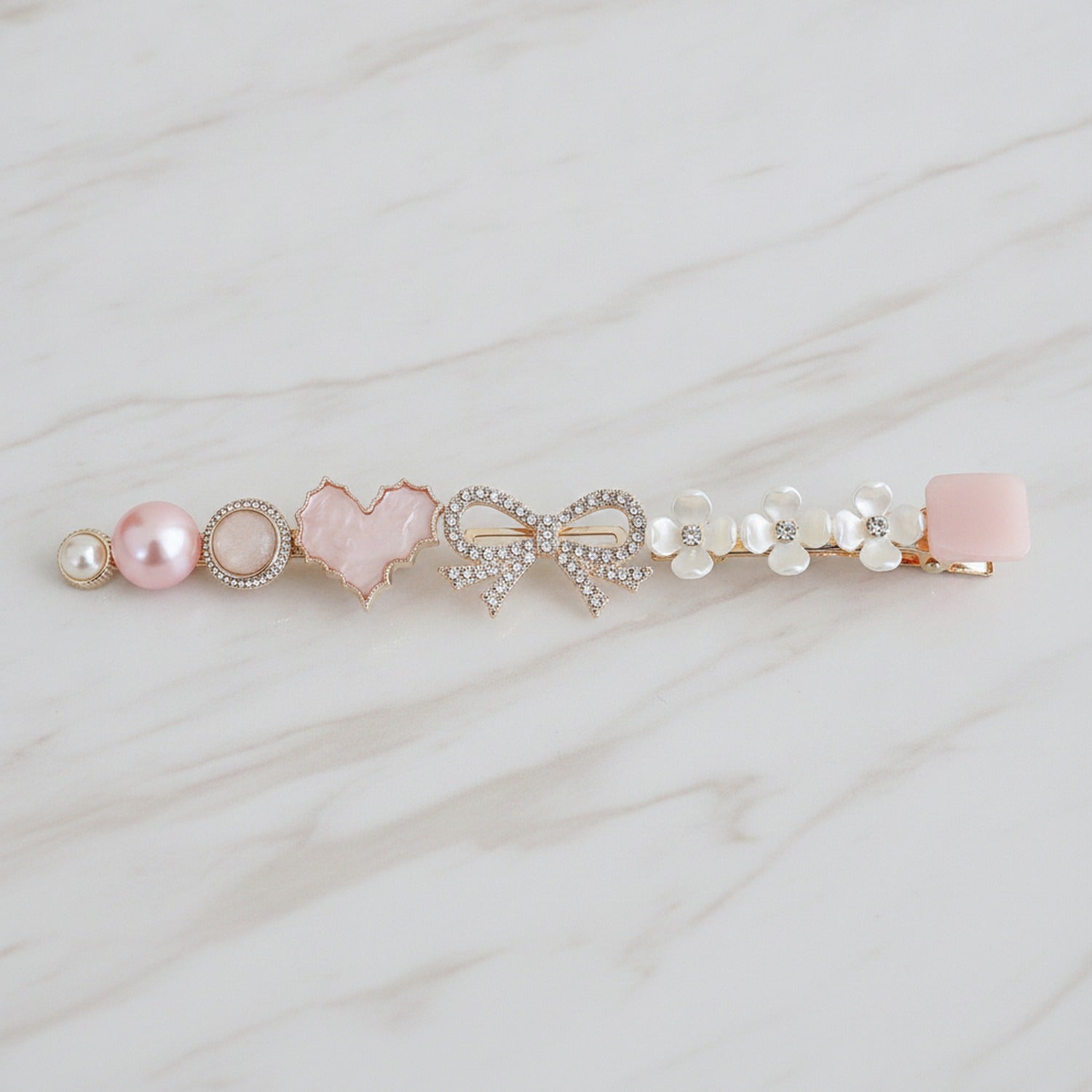 Pearl Beaded Flower Hair Clips Set