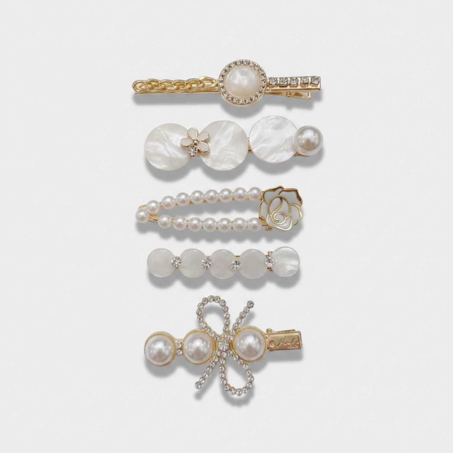 Pearl And Rhinestone Hair Clip Set