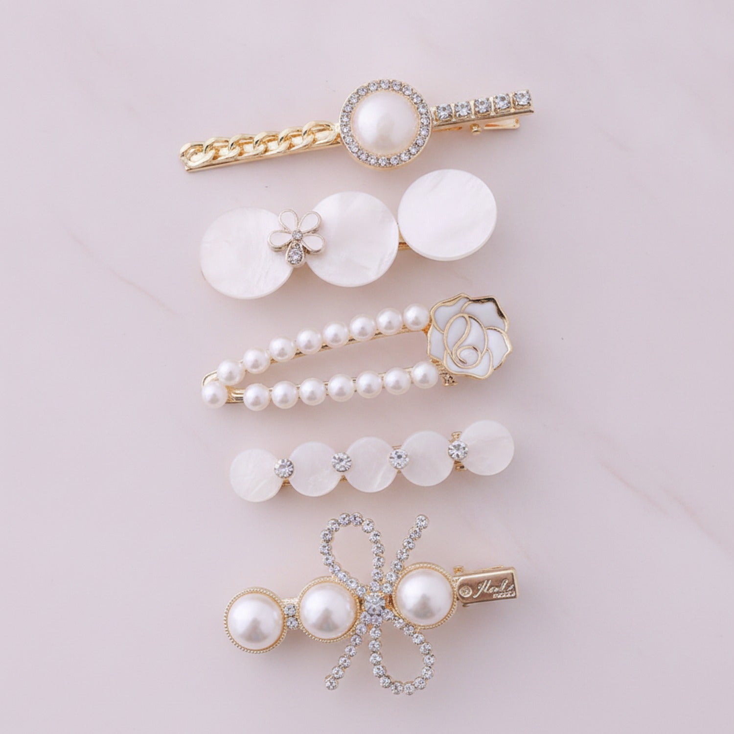 Pearl And Rhinestone Hair Clip Set