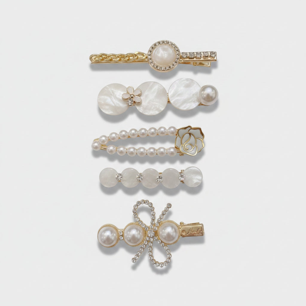 Pearl And Rhinestone Hair Clip Set – hair accessories (view 1)