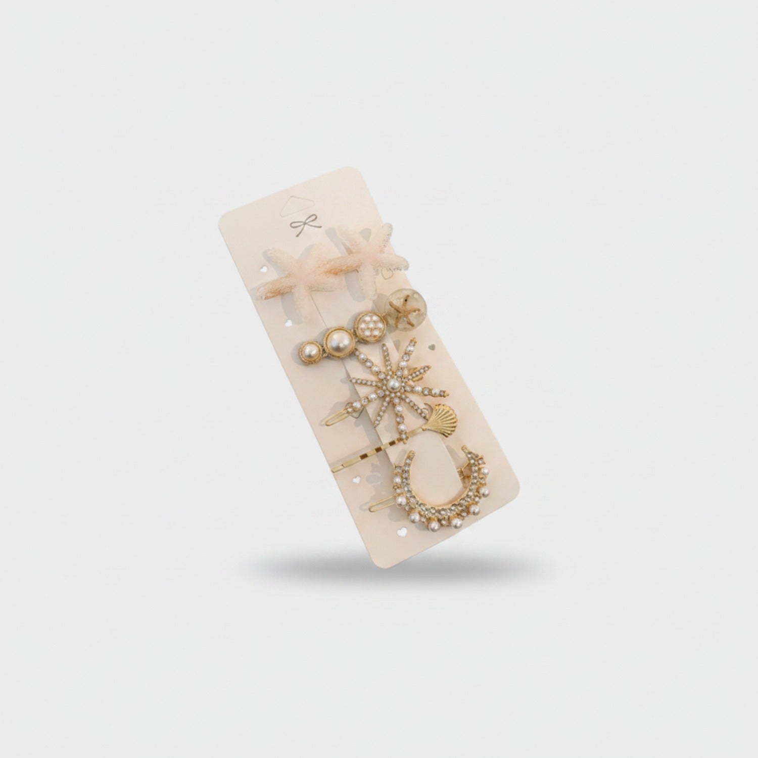 Pearl & Rhinestone Shell Hair Clip Set