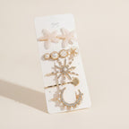 Pearl & Rhinestone Shell Hair Clip Set – hair accessories (view 1)