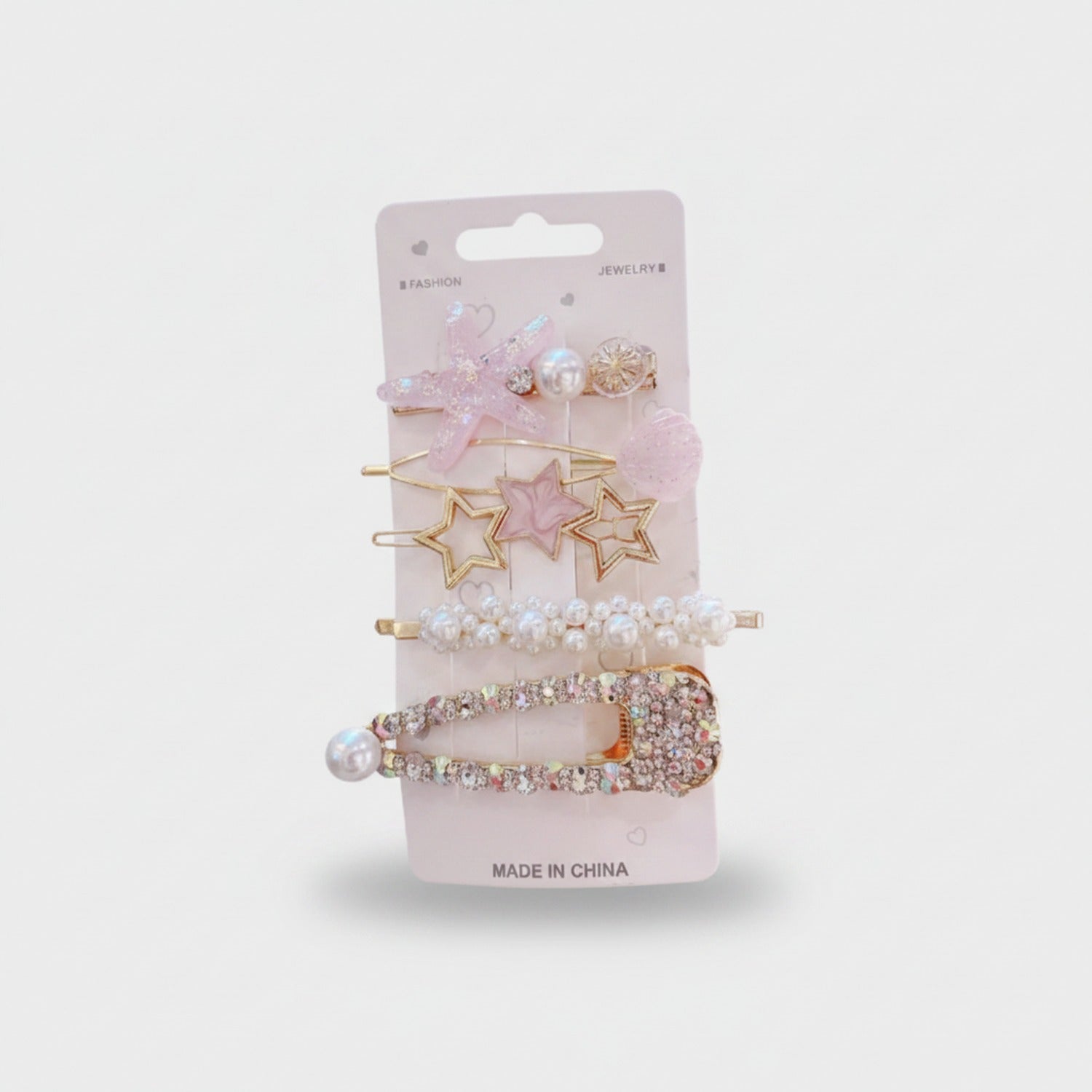 Pearl Star Rhinestone Hair Clips Set