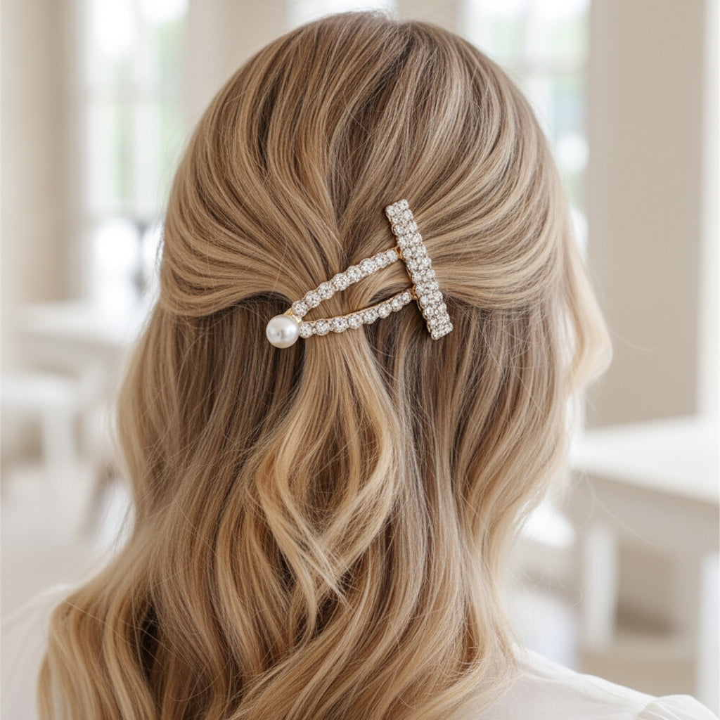 Pearl Star Rhinestone Hair Clips Set