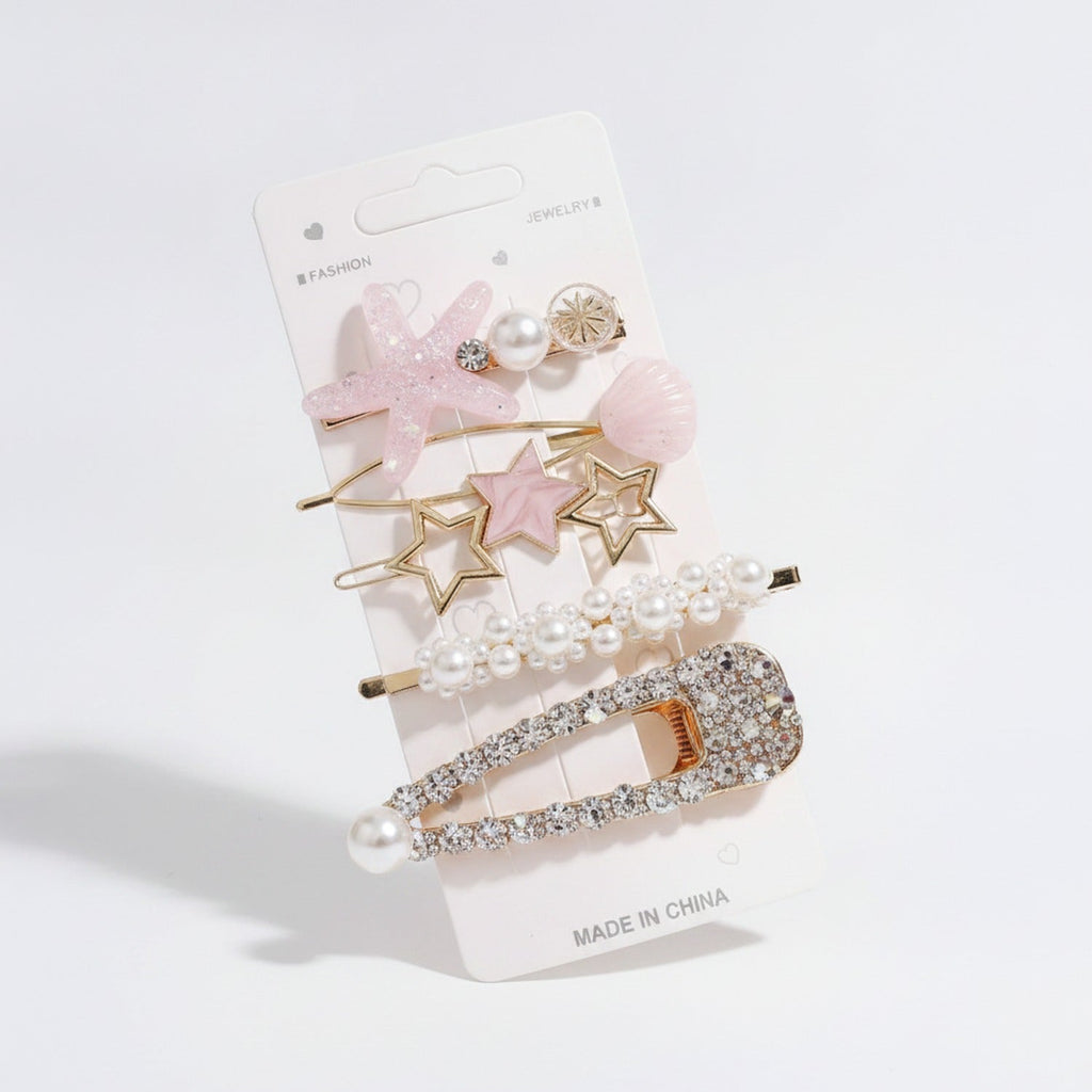 Pearl Star Rhinestone Hair Clips Set – hair accessories (view 1)
