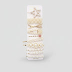 Pearl Beaded Hair Clips Set With Heart Charm