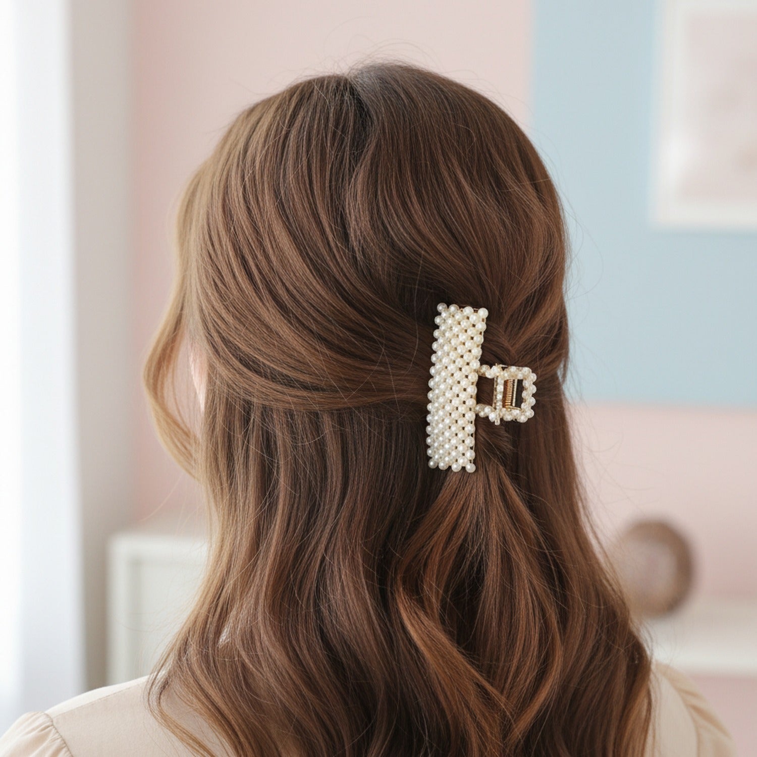 Pearl Beaded Hair Clips Set With Heart Charm
