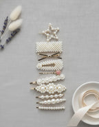 Pearl Beaded Hair Clips Set With Heart Charm – hair accessories (view 2)