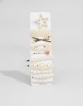 Pearl Beaded Hair Clips Set With Heart Charm – hair accessories (view 1)