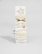 Pearl Beaded Hair Clips Set With Heart Charm – hair accessories (view 1)