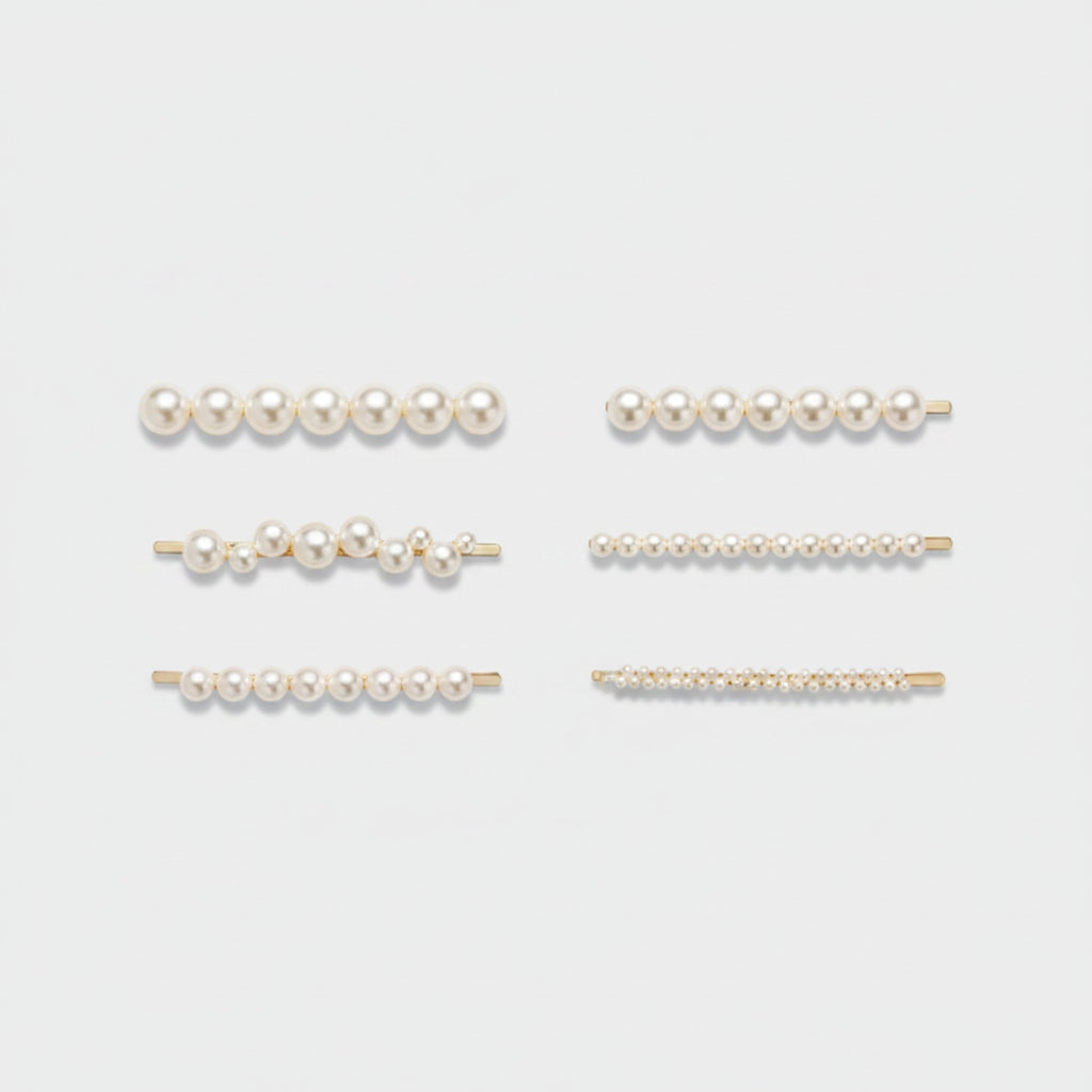 Pearl Beaded Hair Clips Set Gold