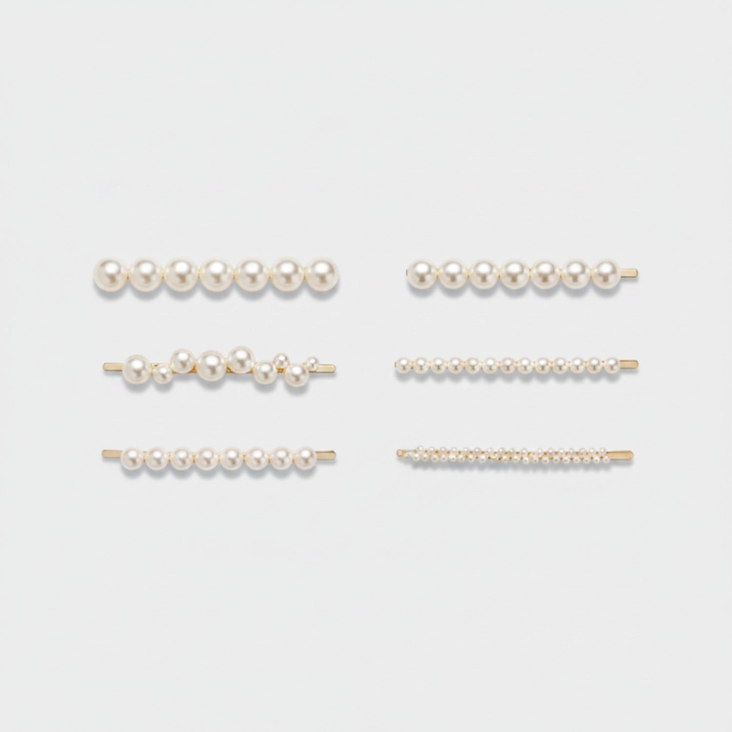 Pearl Beaded Hair Clips Set Gold
