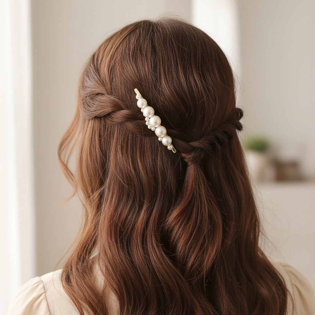 Pearl Hair Clips Set Gold Minimalist