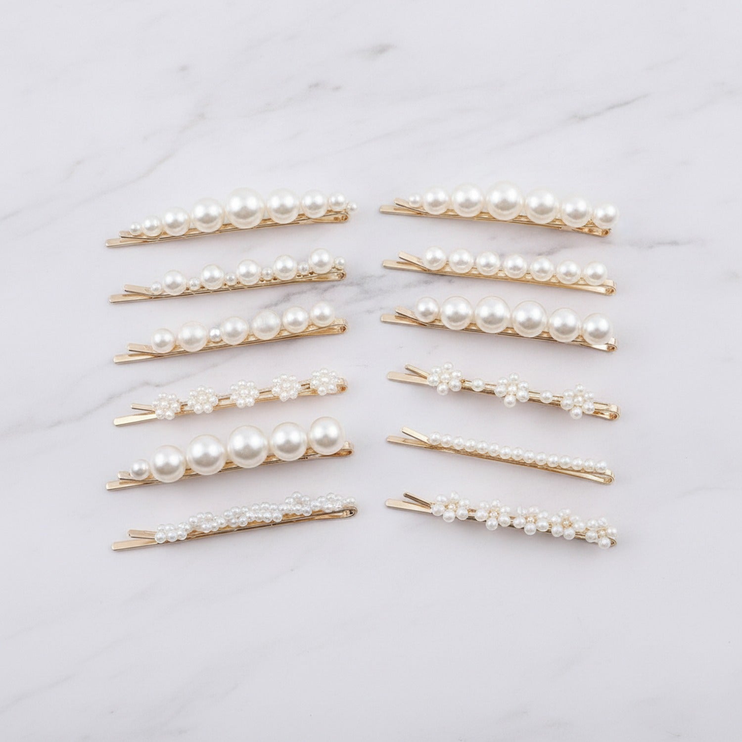 Pearl Hair Clips Set Gold Minimalist