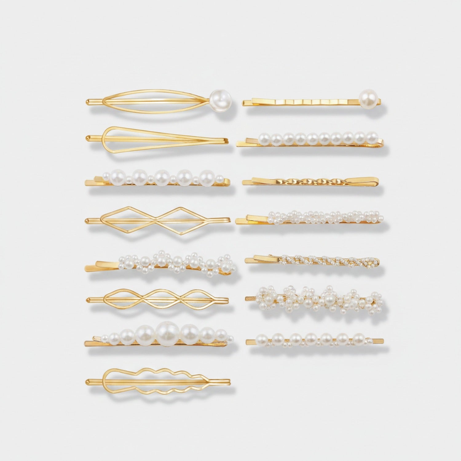 Pearl & Gold Hair Clip Set Collection