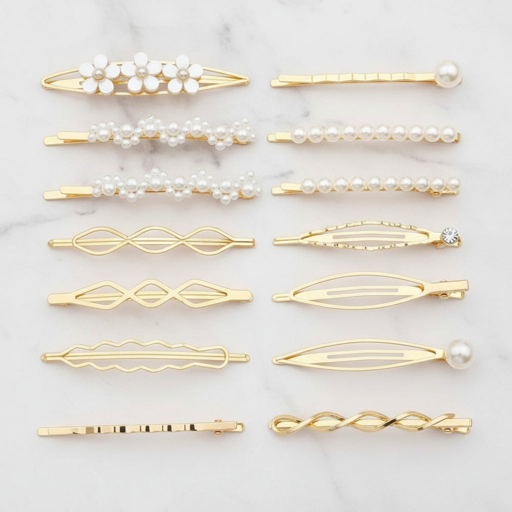 Pearl & Rhinestone Hair Clips Set – hair accessories (view 2)