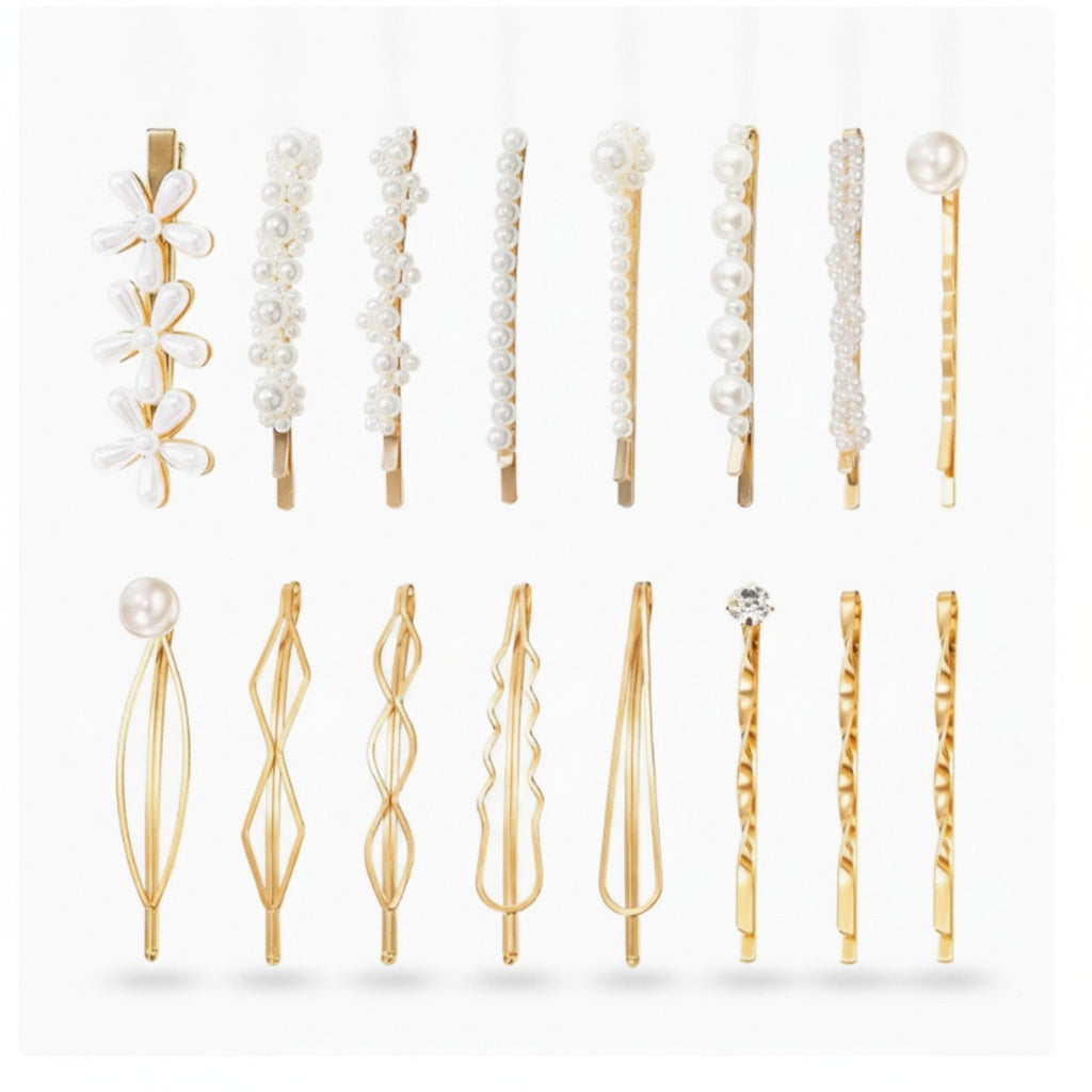 Pearl & Rhinestone Hair Clips Set – hair accessories (view 1)