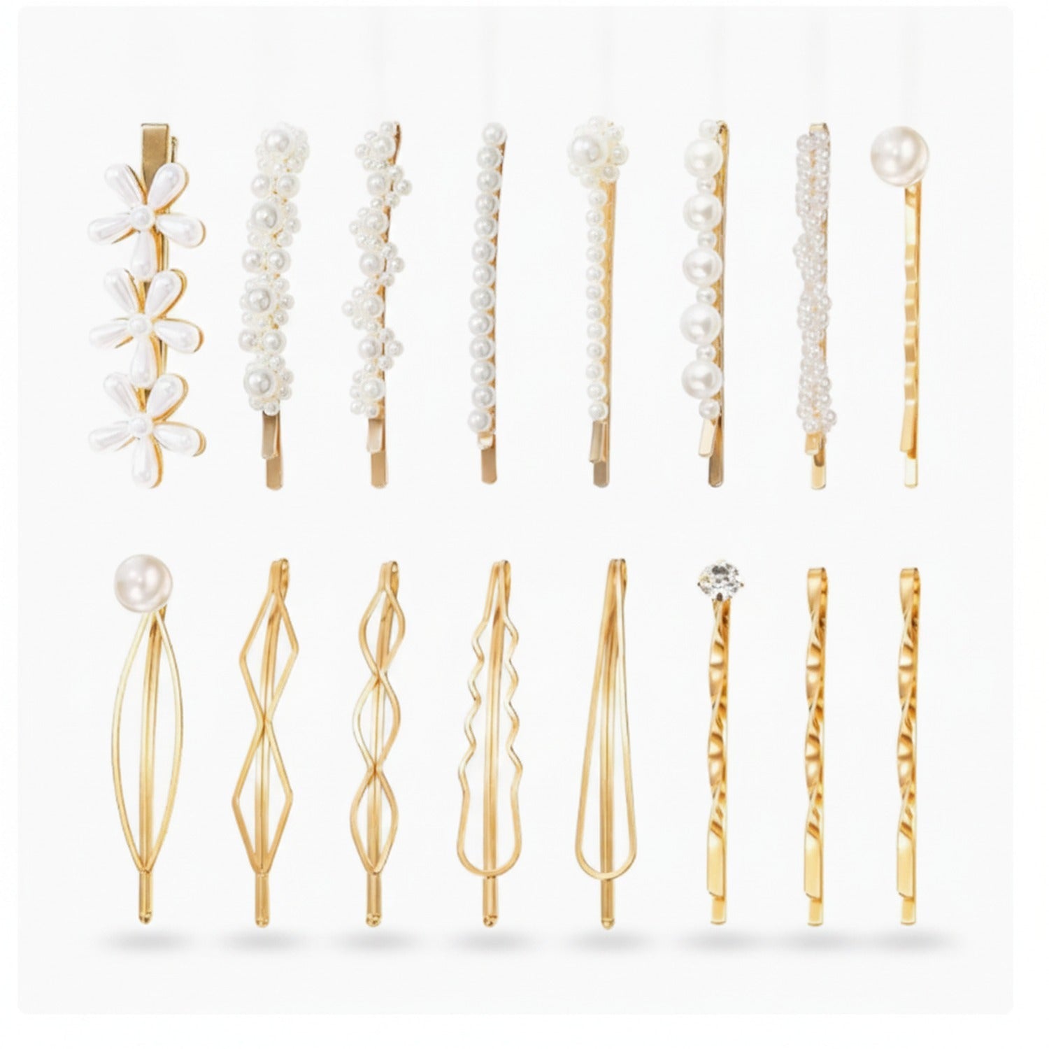 Pearl & Rhinestone Hair Clips Set