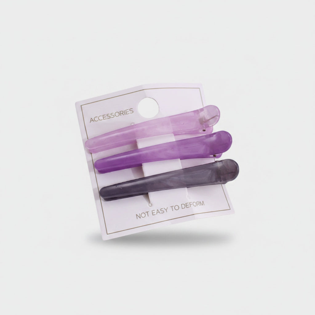 Translucent Hair Clips Set Purple Black