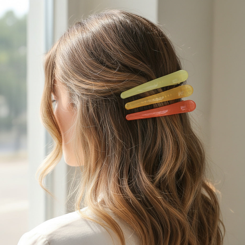 Pastel Jelly Hair Clips Set Colorblock