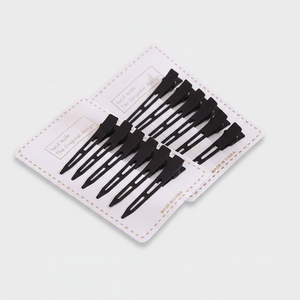 Black Minimalist Hair Clips Set Ten Piece