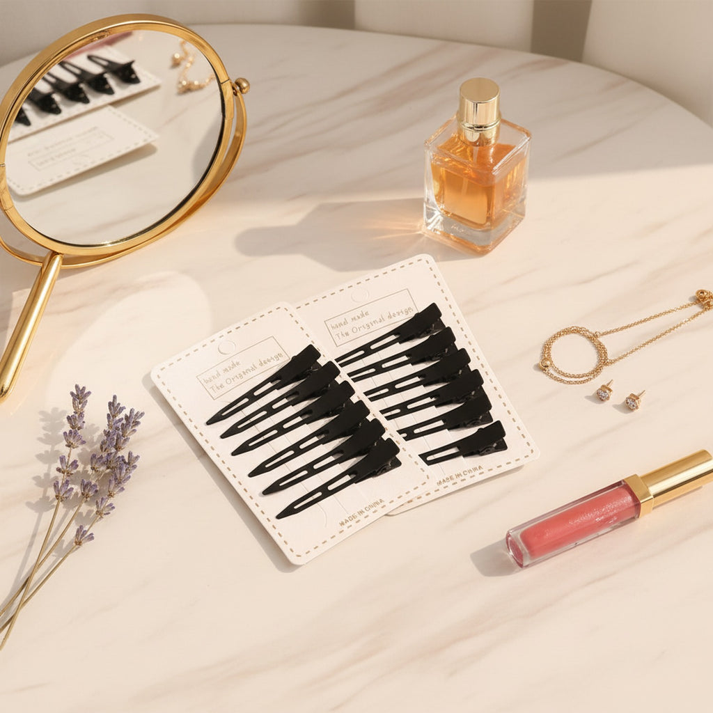 Black Minimalist Hair Clips Set Ten Piece – hair accessories (view 3)