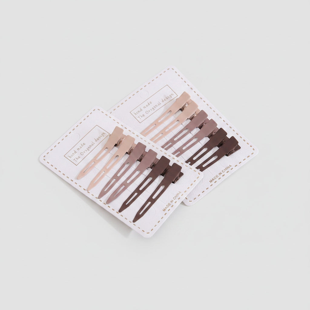 Neutral Tone Hair Clips Set With Black Details