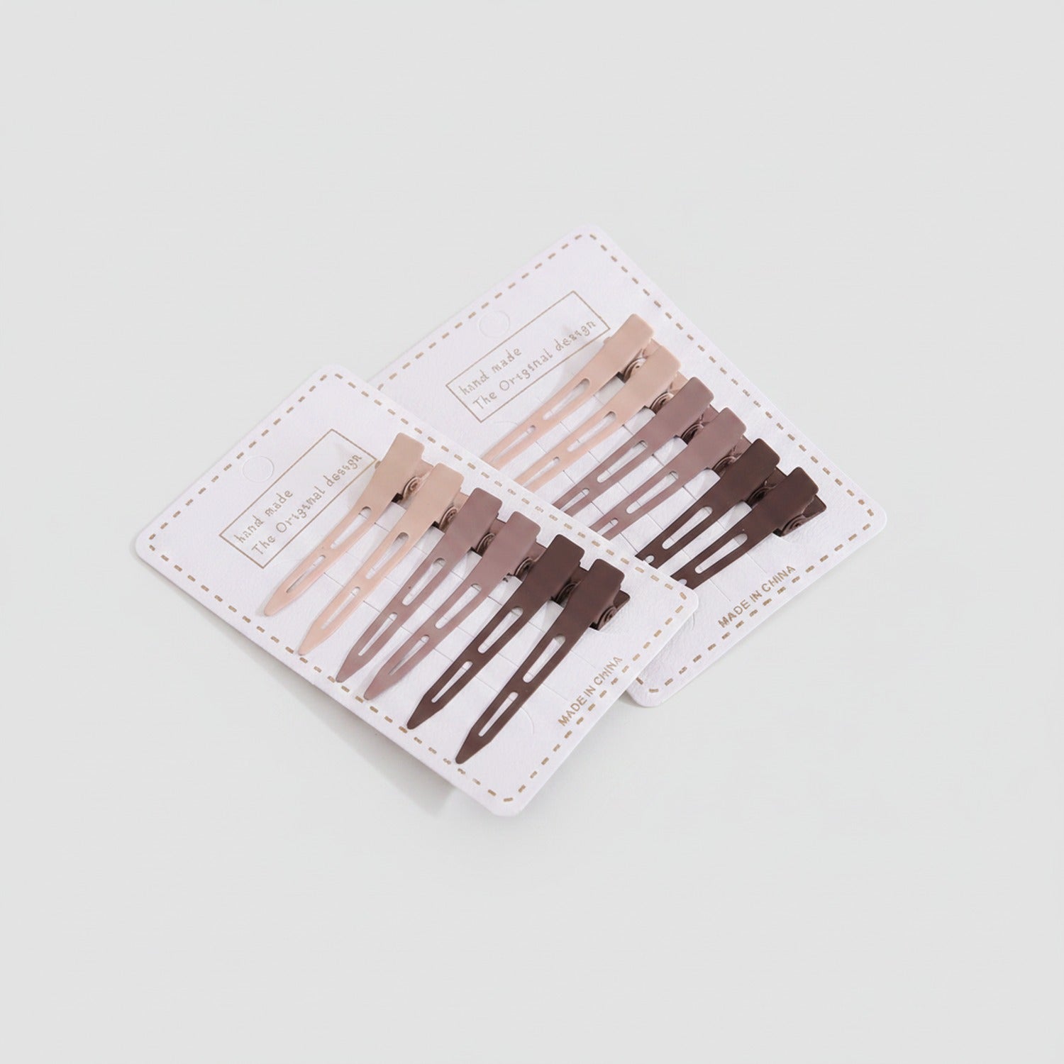 Neutral Tone Hair Clips Set With Black Details