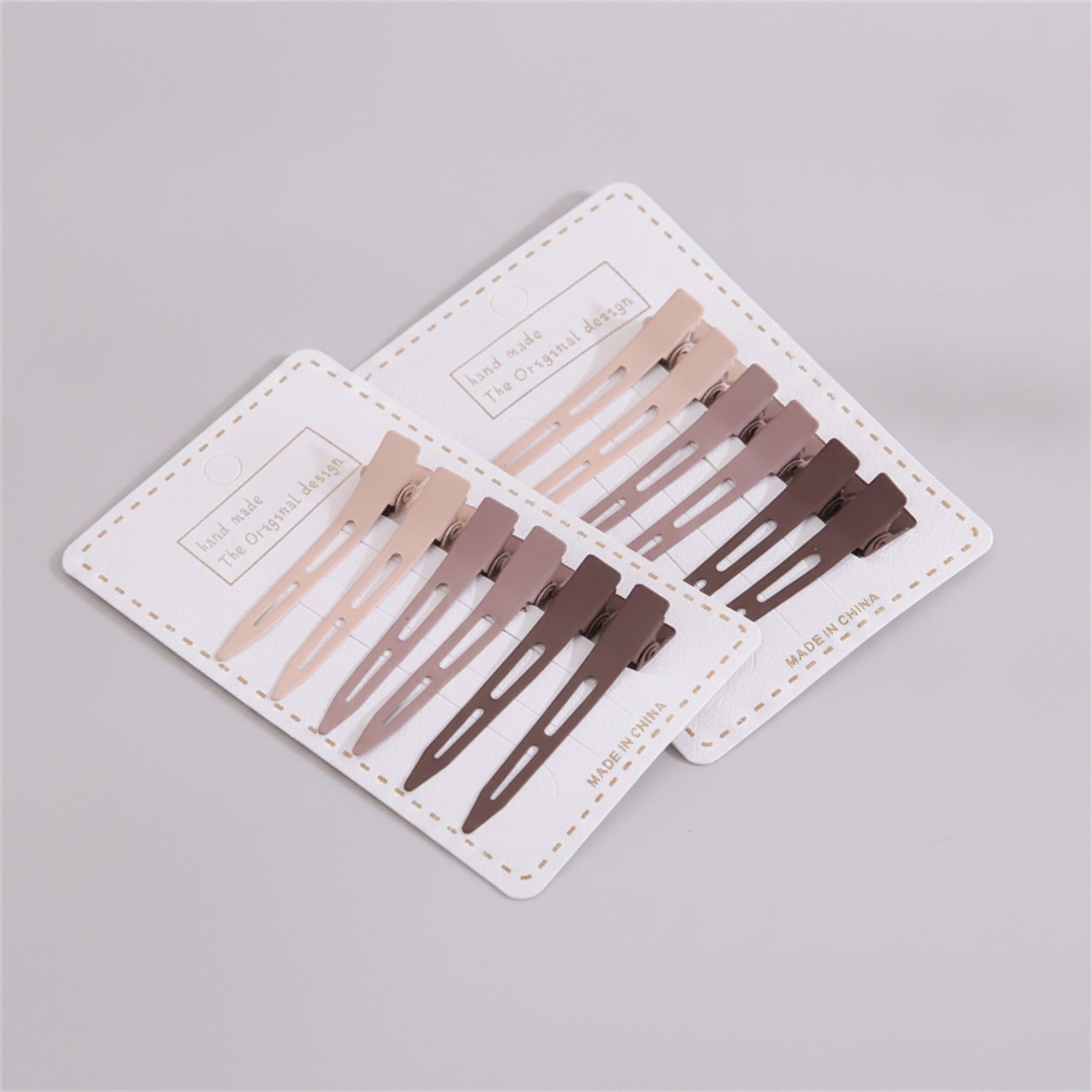Neutral Tone Hair Clips Set With Black Details