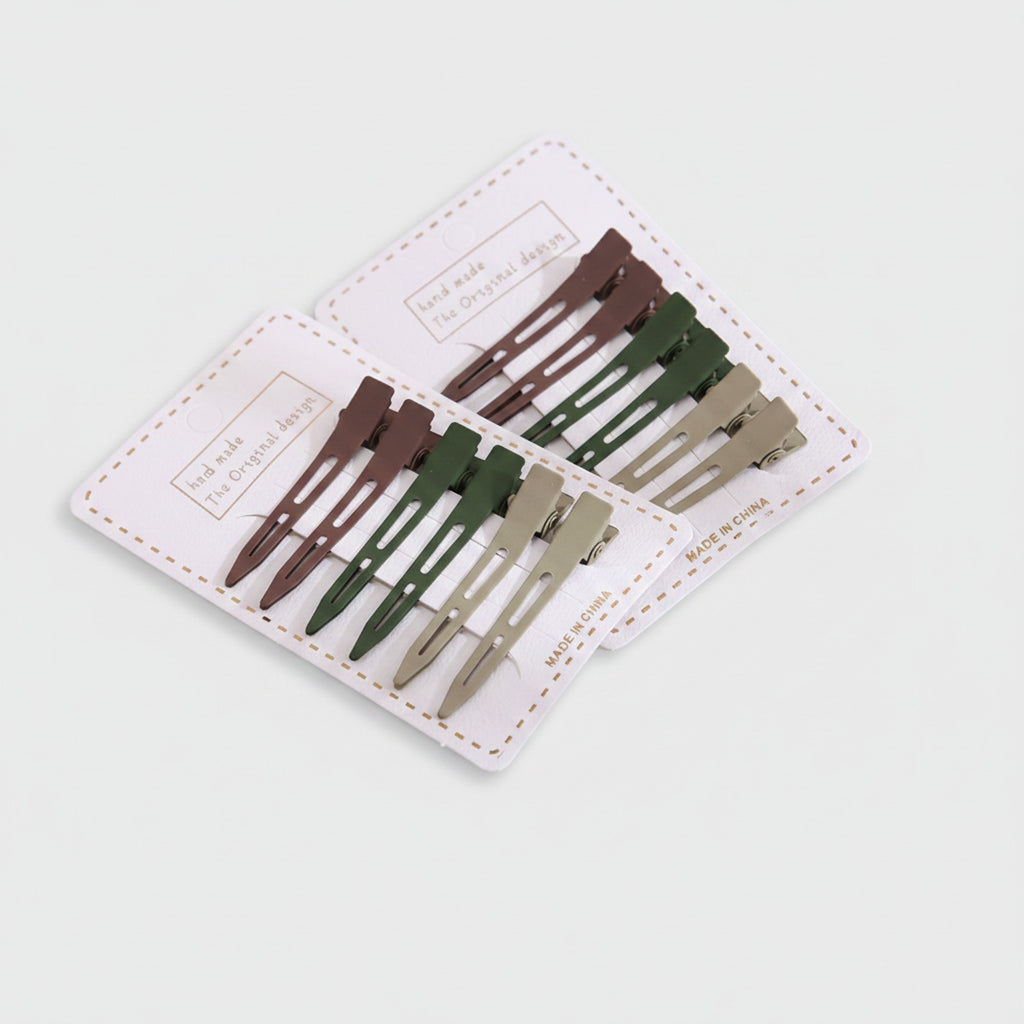 Minimalist Alligator Hair Clips Set, Earth Tones