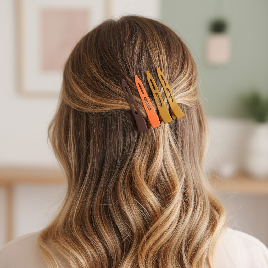 Minimalist Snap Hair Clips Neutral Tone Set