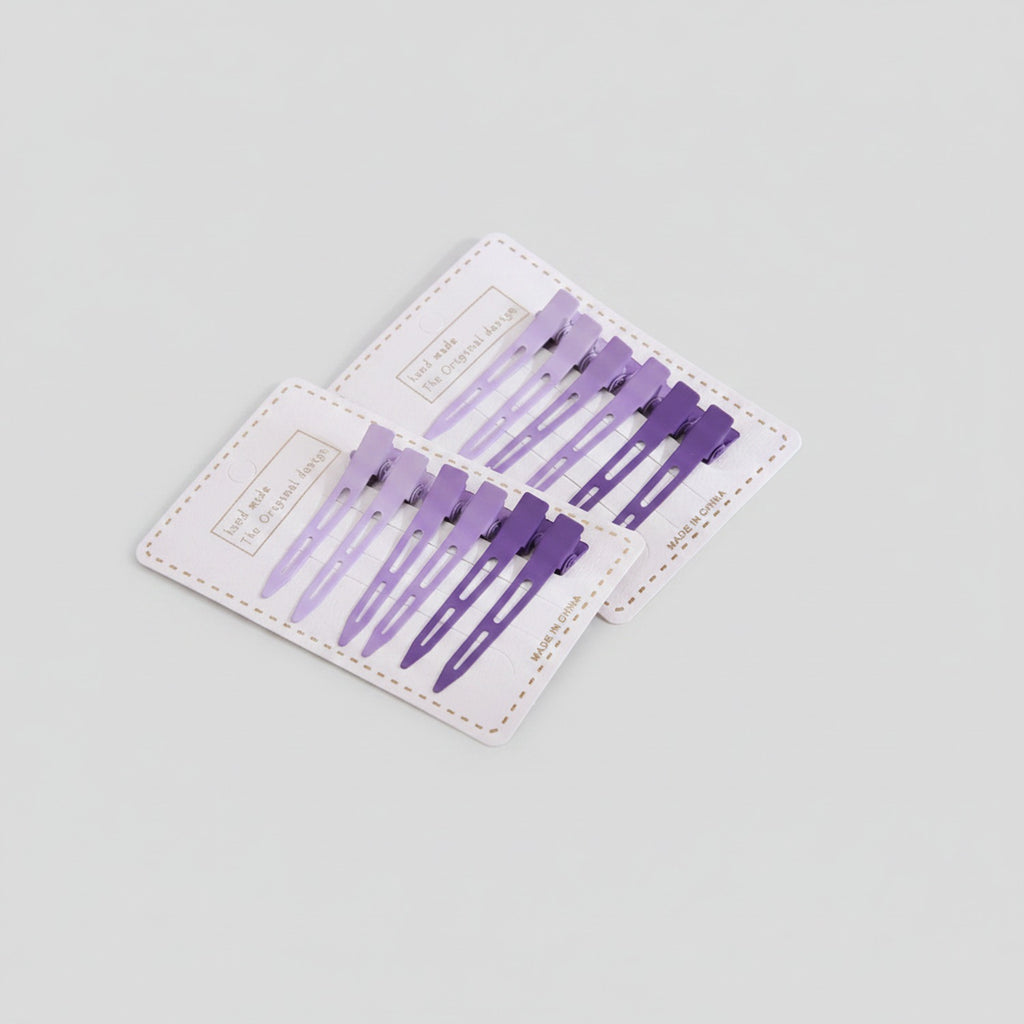 Purple Ombre Hair Clip Set With Black Tips